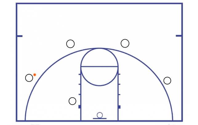 Схема стритбольной площадки FIBA 3х3 с зонами