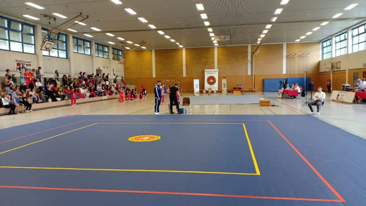 Разметка соревновательного поля с координатными линиями по стандартам ушу