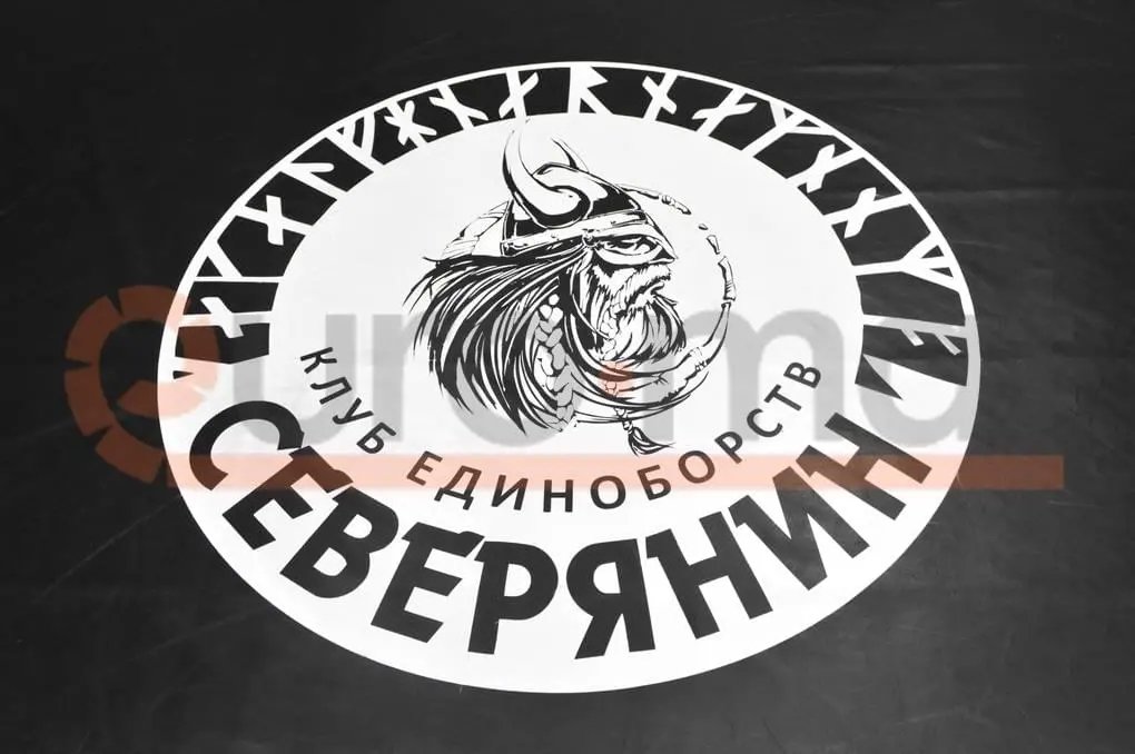 Логотип клуба Северянин на тёмно-сером ролл-мате крупным планом