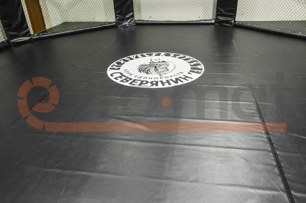 Тёмно-серый ролл-мат с логотипом Северянин внутри октагона ММА