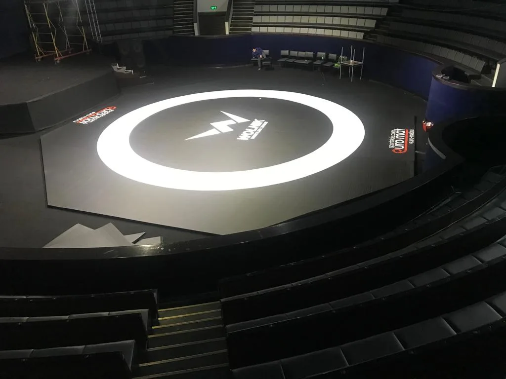 Центральный дизайн борцовского ковра с логотипом WOLNIK