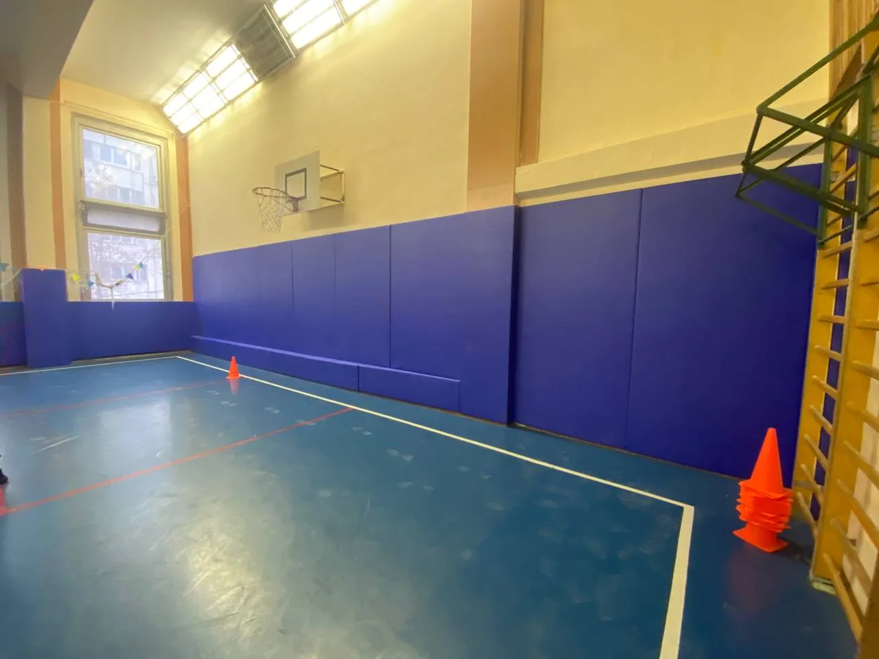 Финальный вид спортзала с полностью установленными синими протекторами